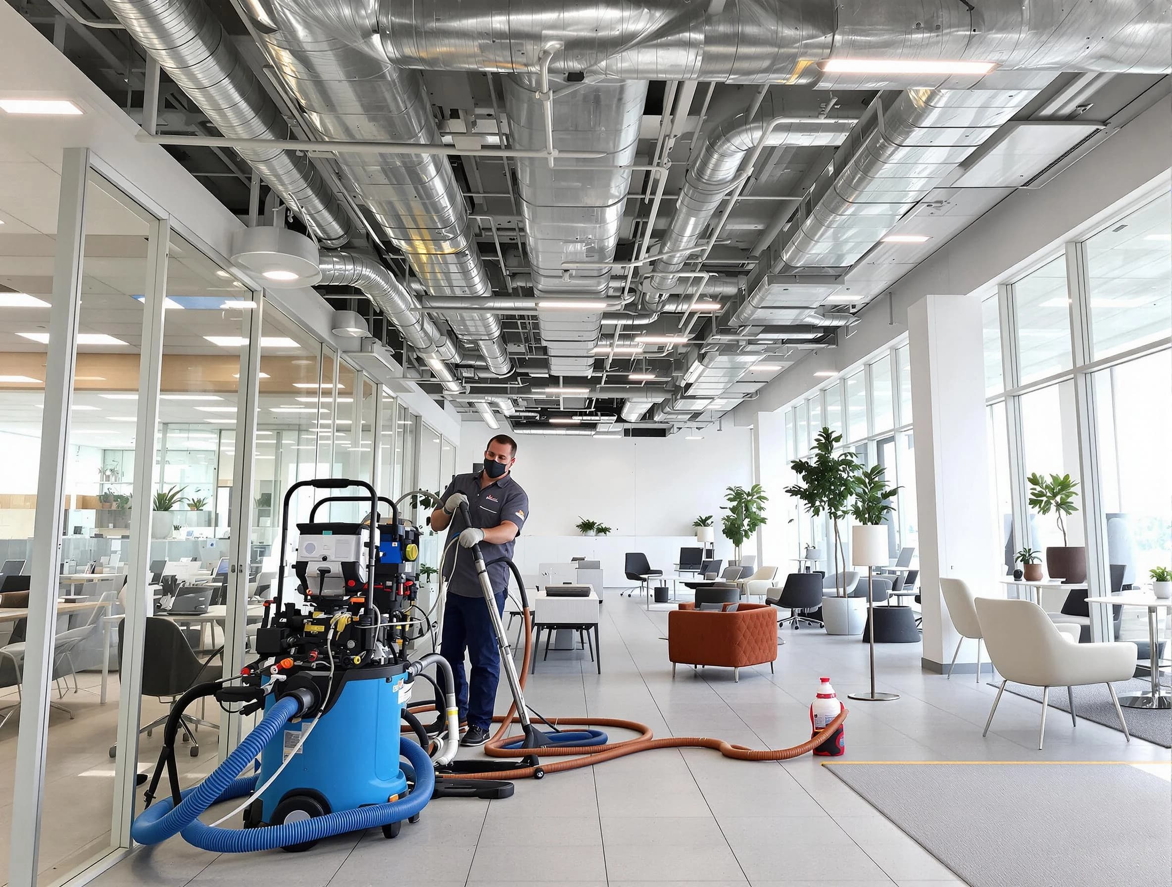 Avondale Estates Air Duct Cleaning team conducting comprehensive commercial duct cleaning at a business location in Avondale Estates