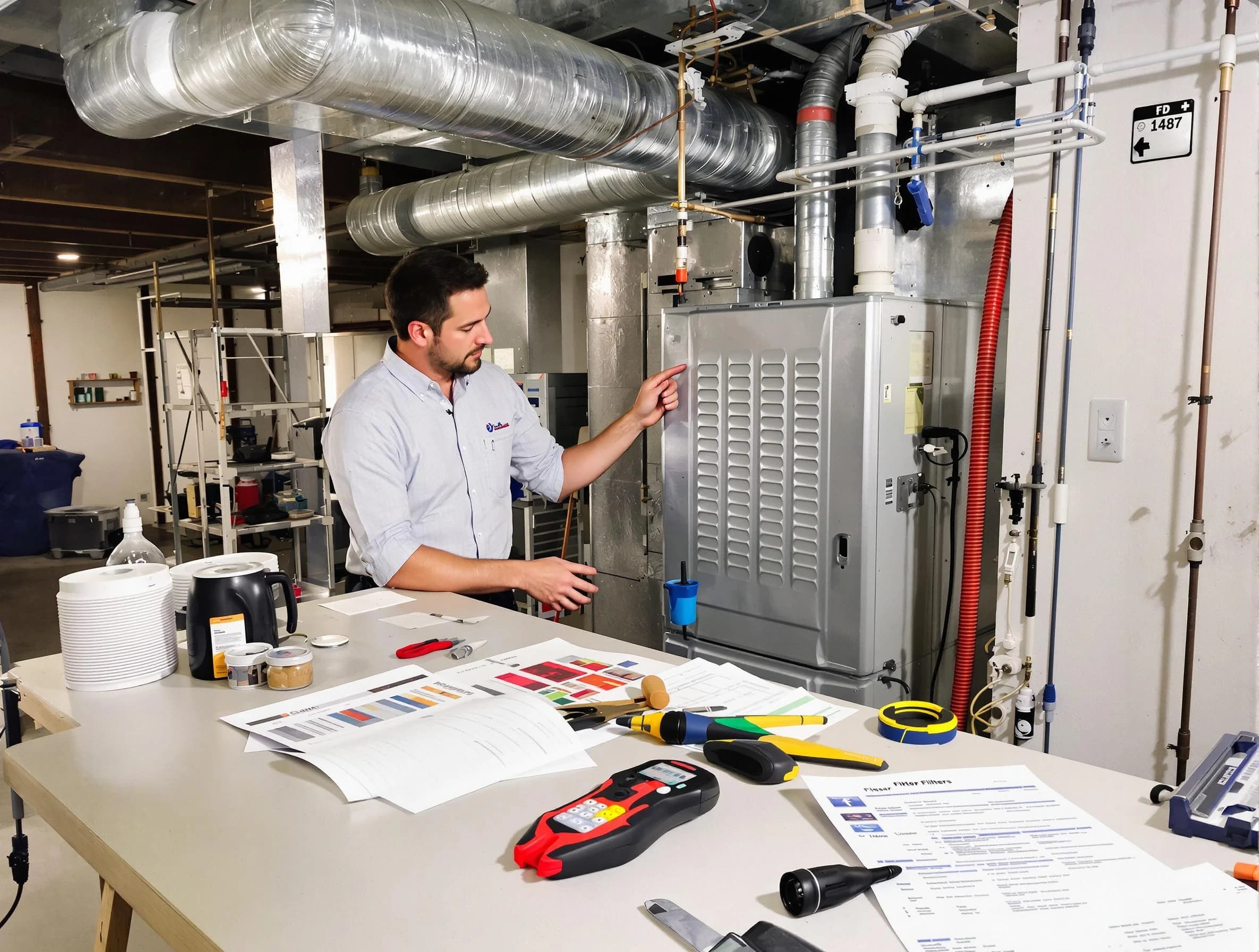 Avondale Estates Air Duct Cleaning inspector conducting detailed filter system evaluation using professional diagnostic tools in Avondale Estates